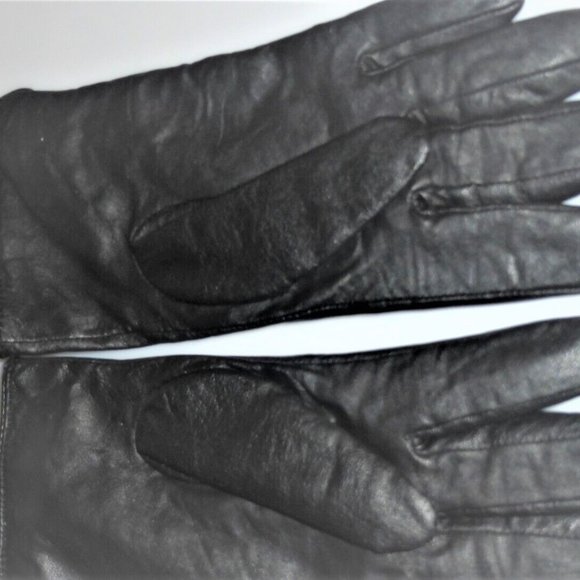 Perrin LEATHER GLOVES Size M Woman's Leather Gloves Driving Gloves Black Gloves - Picture 2 of 3
